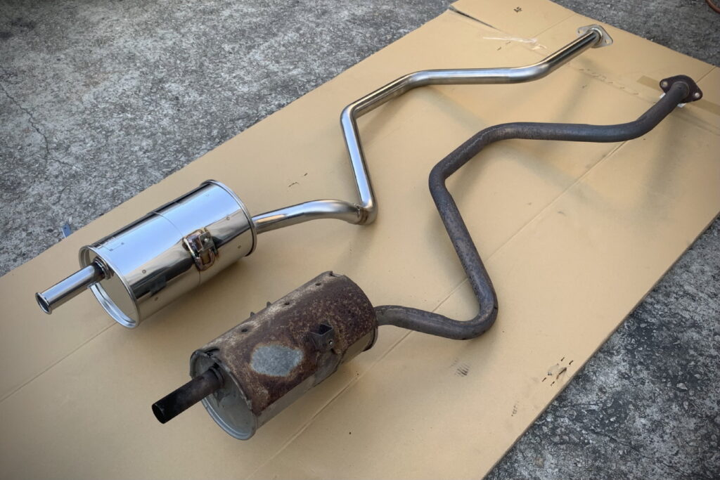 日産Be-1、PAO専用ステンレスマフラーGEN5完成 – 日産パオ ラシーンの  